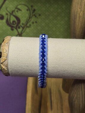 Handmade Royal Blue Swarovski crystal bead and Japanese Bead Bracelet